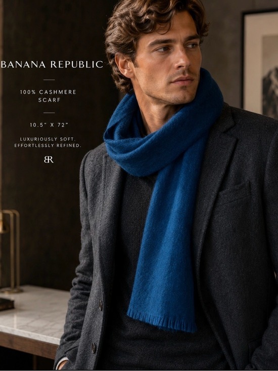 Banana Republic Other - BANANA REPUBLIC BLACK & COBALT BLUE 100% CASHMERE LUX SCARF NW